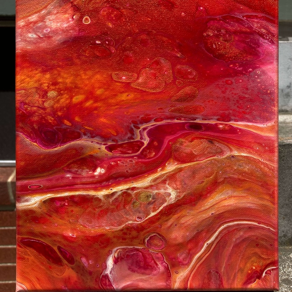 Nacarat I 8"x10" Painting by Color Fluent Art (Red/Orange/Gold)